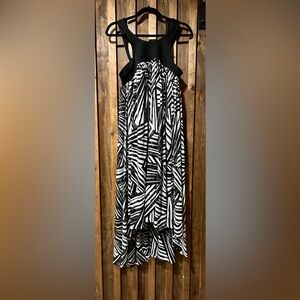 TOCCIN NY Black & White Graphic Print High Neckline Dress-Size 4